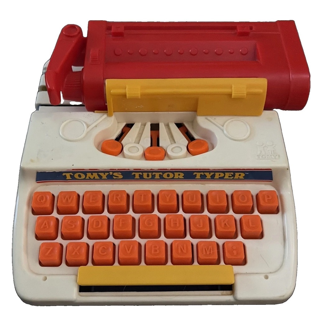Tomy's Tutor Typer Typewriter Plastic Toy Works TOMY 1977 Vintage TESTED WORKS